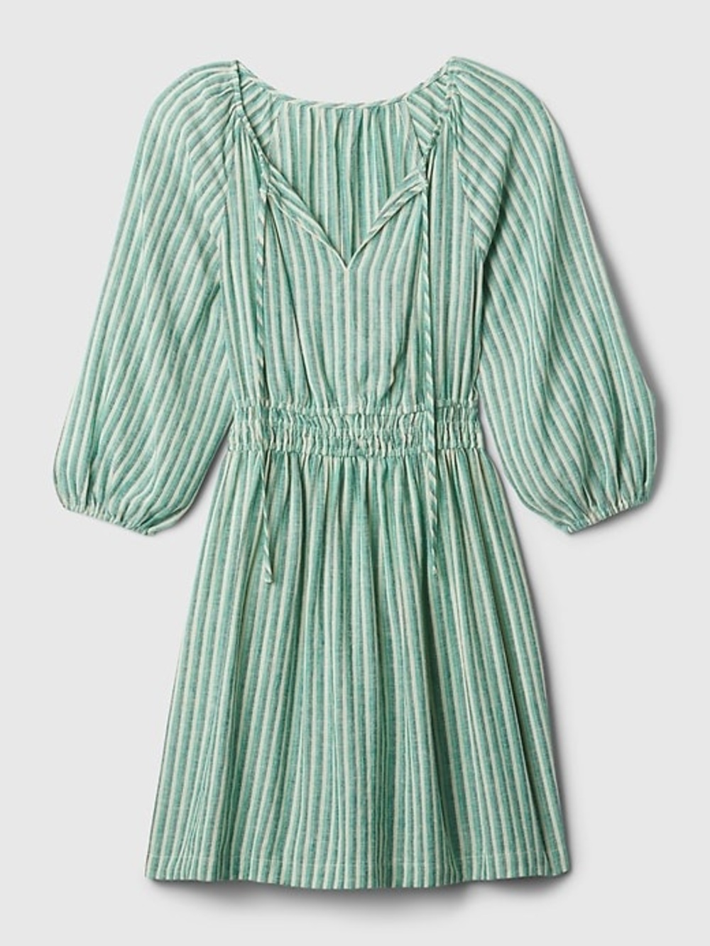 NWT GAP Green and White Striped Linen-Blend Mini Dress